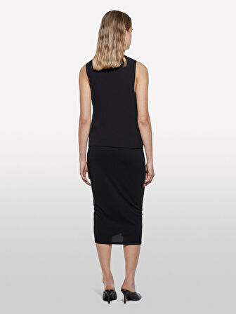 Kemer Detaylı Düğmeli Cepli V Yaka Yelek Kadın Siyah Yelek - 325P21H1LJ00T