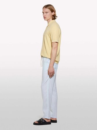 %100 Keten Beli Büzgülü İpli Slim Fit Pantolon Erkek Açık Gri Pantolon - 325P4AGHSF043