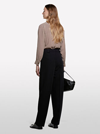 Viskoz Karışımlı Pileli Streç Palazzo Pantolon Kadın Siyah Pantolon - 325A4KVXLF07C