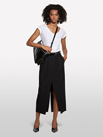 Viskoz Karışımlı Pileli Streç Pantolon Kadın Siyah Pantolon - 325A4KVXL002W