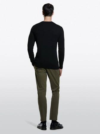 Slim Fit Vintage Efekt Chino Pantolon Erkek Haki Yeşili Pantolon - 325A4DM6SF02Y