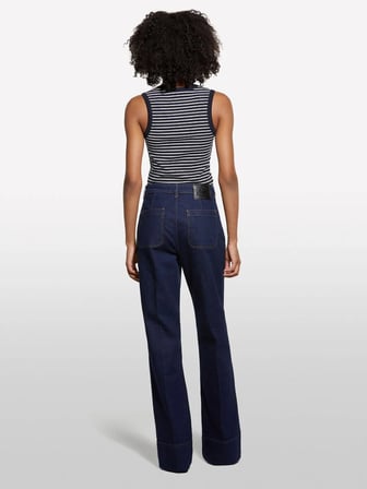 Pamuk Karışımlı Önü Yama Cepli Bol Paça Denim Pantolon Kadın Açık Mavi Pantolon - 325A448QLF07G