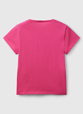 Benetton Baskılı Pembe Kız Çocuk T-Shirt 3I1XC10Q1