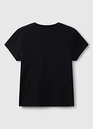 Benetton Baskılı Siyah Kız Çocuk T-Shirt 3I1XC10Q1