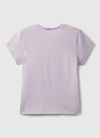 Benetton Baskılı Lila Kız Çocuk T-Shirt 3I1XC10Q1