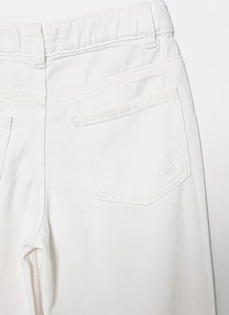 United Colors of Benetton Beyaz Kız Çocuk İşlemeli Pantolon 4PYACE04P