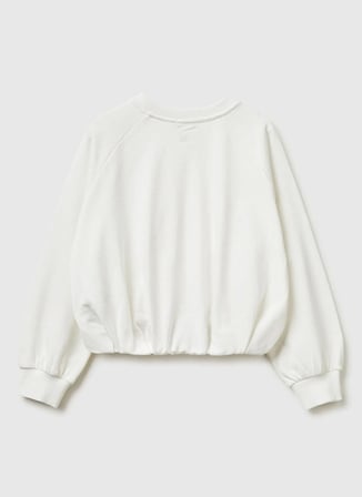 Benetton İşlemeli Kız Çocuk Beyaz Sweatshırt 3WHVC10SV