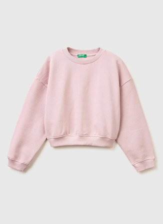 Benetton Düz Kız Çocuk Gül Kurusu Sweatshırt 3NBMC10SD