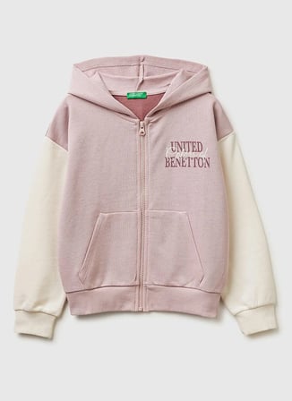 Benetton Simli Kız Çocuk Gül Kurusu Sweatshırt 3J68C505X