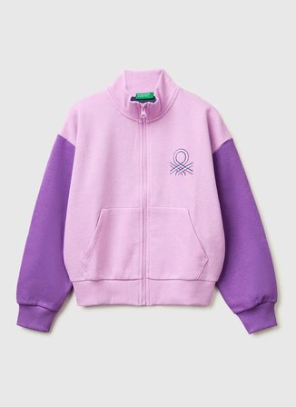United Colors of Benetton Lila Kız Çocuk Simli Sweatshirt 3J68C505U
