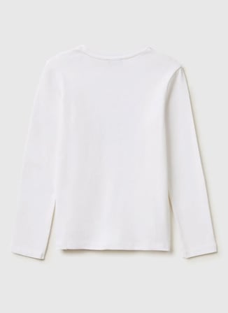 Benetton Simli Beyaz Kız Çocuk T-Shirt 3I9WC10S7