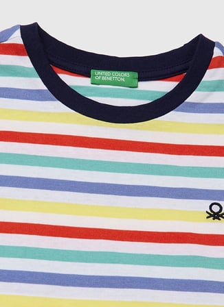 United Colors of Benetton Çok Renkli Erkek Çocuk Çizgili T-Shirt 39IAC10S8