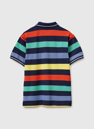 United Colors of Benetton Lacivert - Çok Renkli Erkek Çocuk Çizgili T-Shirt 37JJC3023