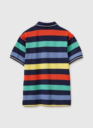 United Colors of Benetton Lacivert - Çok Renkli Erkek Çocuk Çizgili T-Shirt 37JJC3023