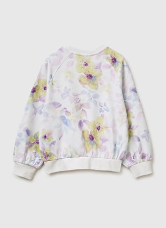 United Colors of Benetton Ekru Kız Çocuk Baskılı Sweatshirt 349WC10T2