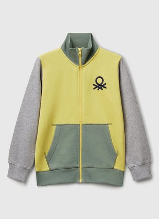 Benetton Baskılı Erkek Çocuk Antrasit - Sarı Sweatshırt 3J68C501B