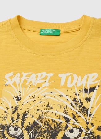 United Colors of Benetton Turuncu Erkek Çocuk Baskılı T-Shirt 3SDLC10TU
