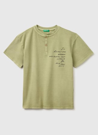 United Colors of Benetton Haki Erkek Çocuk İşlemeli T-Shirt 3PCMC10TO