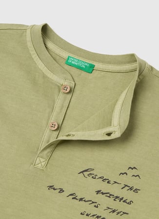 United Colors of Benetton Haki Erkek Çocuk İşlemeli T-Shirt 3PCMC10TO