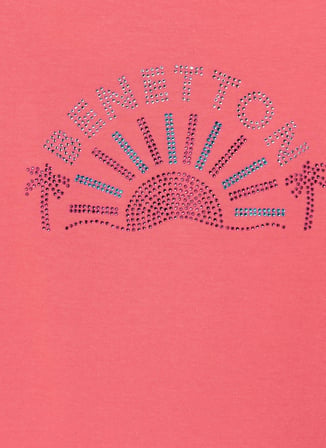 United Colors of Benetton Turuncu Kız Çocuk Baskılı T-Shirt 3I1XC10TT