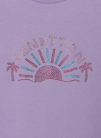 United Colors of Benetton Lila Kız Çocuk Baskılı T-Shirt 3I1XC10TT