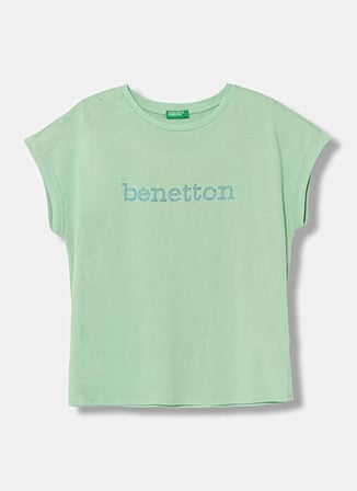 United Colors of Benetton Yeşil Kız Çocuk Baskılı T-Shirt 3I1XC10TT