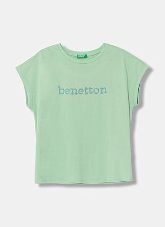 United Colors of Benetton Yeşil Kız Çocuk Baskılı T-Shirt 3I1XC10TT