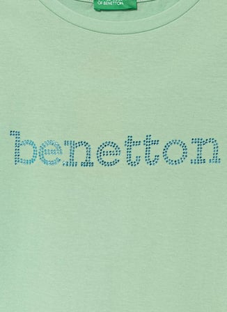 United Colors of Benetton Yeşil Kız Çocuk Baskılı T-Shirt 3I1XC10TT
