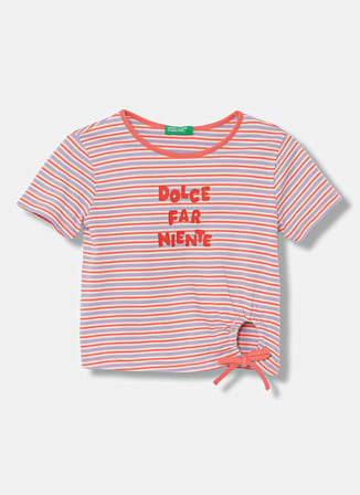 United Colors of Benetton Çok Renkli Kız Çocuk Baskılı T-Shirt 3HTMC10TJ
