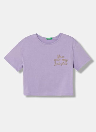 United Colors of Benetton Lila Kız Çocuk Baskılı T-Shirt 35RYC10TM