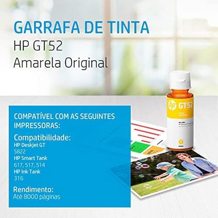 HP GT52 Orijinal Mürekkep Şişesi (M0H56AL) Uyumluluğu DeskJet GT 5800 Serisi, Mürekkep Tankı 100/300 Serisi, Mürekkep Tankı Wireless 400 Serisi, Smart Tank 500 Serisi