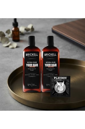Brickell Natural Color Erkek Saç Bakım Şampuanı 237 ml 2 Adet + Playboy Jel Hediye