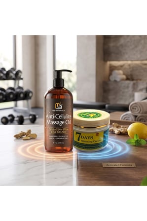 M3 Naturals Anti-Cellulite Massage Oil 240 ml + 7 Days Slimming Cream Vücut Bakım Seti