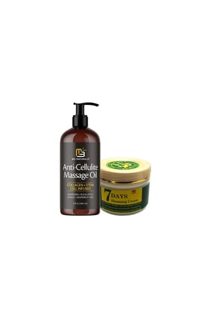 M3 Naturals Anti-Cellulite Massage Oil 240 ml + 7 Days Slimming Cream Vücut Bakım Seti