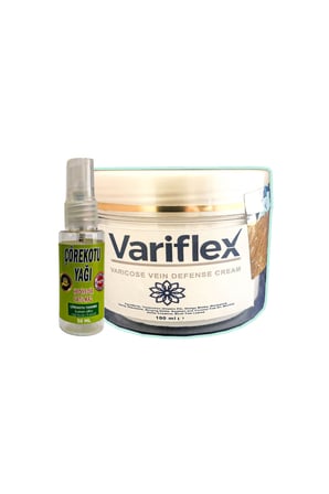 Variflex 100 ml Vücut ve Bacak Bakım Kremi + 30 ml Çörek Otu Yağı Hediyeli Bakım Seti