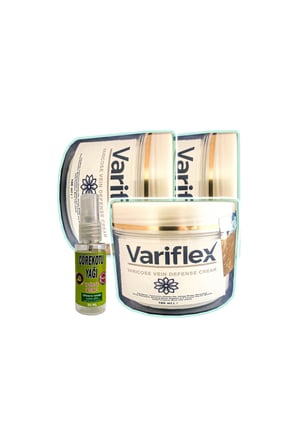 Variflex 100 ml Vücut Bakım Kremi 3 Adet + 30 ml Çörek Otu Yağı Hediye | Bacak ve Vücut Bakım Seti