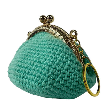 Uretti - Öznur 7392 El Örgüsü Düz Renk Mini Bozuk Para Cüzdanı