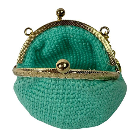 Uretti - Öznur 7392 El Örgüsü Düz Renk Mini Bozuk Para Cüzdanı