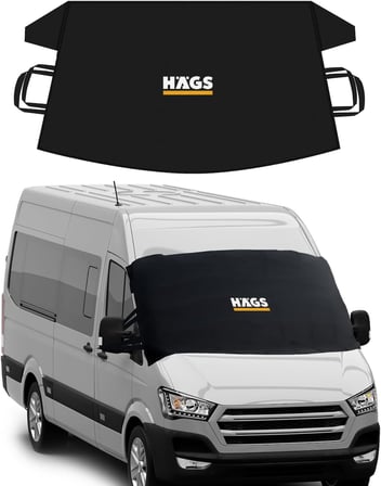 Buz ve Kar Önleyici Araç Ön Cam Örtüsü Brandası | Ağır Hizmet Tipi 600D Oxford Kumaş | Arabalar, SUV`lar, Kamyonetler İçin Oto Ön Cam Koruyucu Güneşlik | Don Örtüsü (198x114cm) XXL - Siyah