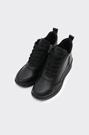 Hakiki Deri Bağcıklı Fermuarlı Kadın Bot 