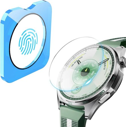 Huawei Watch GT6 46mm için Kolay Uygulama Aparatlı Ekran Koruyucu 9H Sertliğinde Çizilmeye Karşı Koruyan Dokunma Hassasiyetini ve Görüntü Kalitesini Etkilemeyen Huawei GT6 46mm Koruyucu Cam