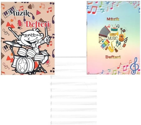 Müzik Defteri Büyük Boy A4 40 Yaprak Karton Kapak Sol Anahtarlı Kareli Müzik Defteri 1 Adet Ten Rengi