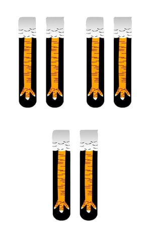 🐔 Tavuk Ayağı Desenli Eğlenceli Çorap – 3 Çift | Unisex, Konforlu & Dikkat Çekici
