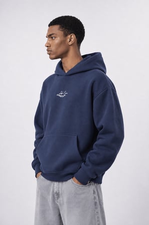 Erkek Lake Como Patch Detaylı Oversize Hoodie Lacivert