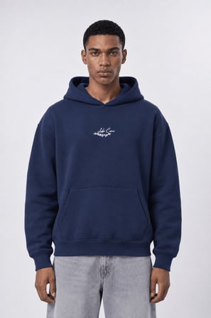 Erkek Lake Como Patch Detaylı Oversize Hoodie Lacivert