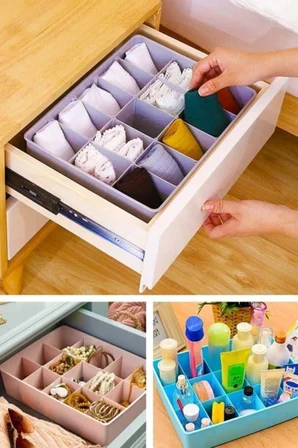 Kapaksız Dolap İçi 15 Bölmeli Çekmece Düzenleyici Plastik Hobi Kutusu Takı Makyaj Saklama Kabı Organizer (Beyaz)
