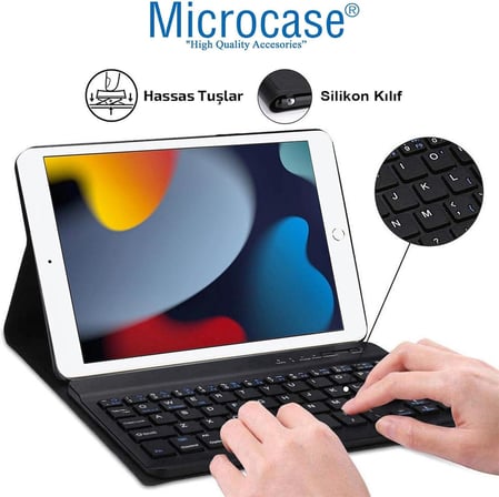 iPad 9.Nesil 2021 10.2 inch Bluetooth Klavyeli Standlı Kılıf - BKK4