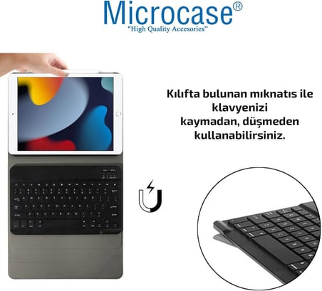 iPad 9.Nesil 2021 10.2 inch Bluetooth Klavyeli Standlı Kılıf - BKK4