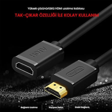 4K 60Hz Dişi Erkek HDMI 2.0 Uzatma Kablosu 2 Metre