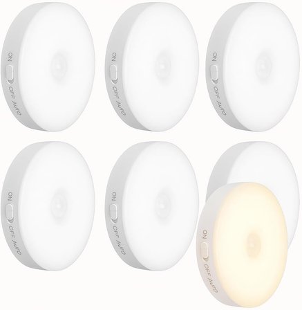6'lı Set Hareket Sensörlü Gece Lambası – USB Şarjlı 4000K Gün Işığı LED – Duvar, Dolap, Merdiven, Başucu için Akıllı Işık
